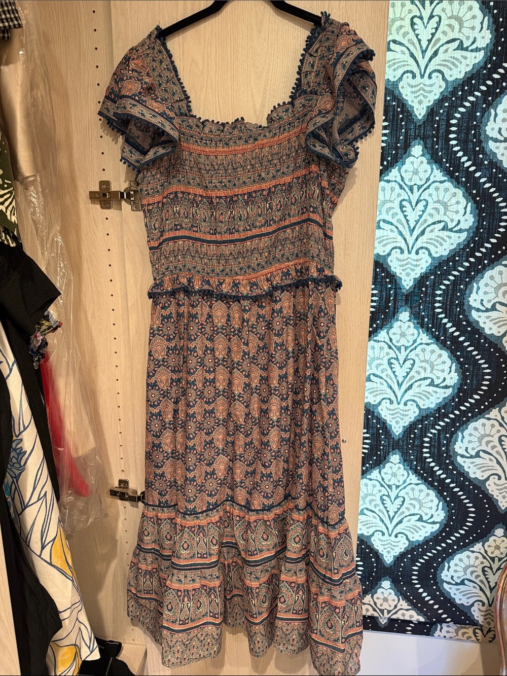 Sea New York Paisley Midi Dress in Blue and Pink